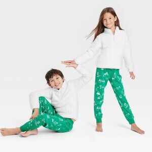 NEW! Kids' (Unisex) Faux Shearling Half Zip-Up Pullover, White - Wondershop